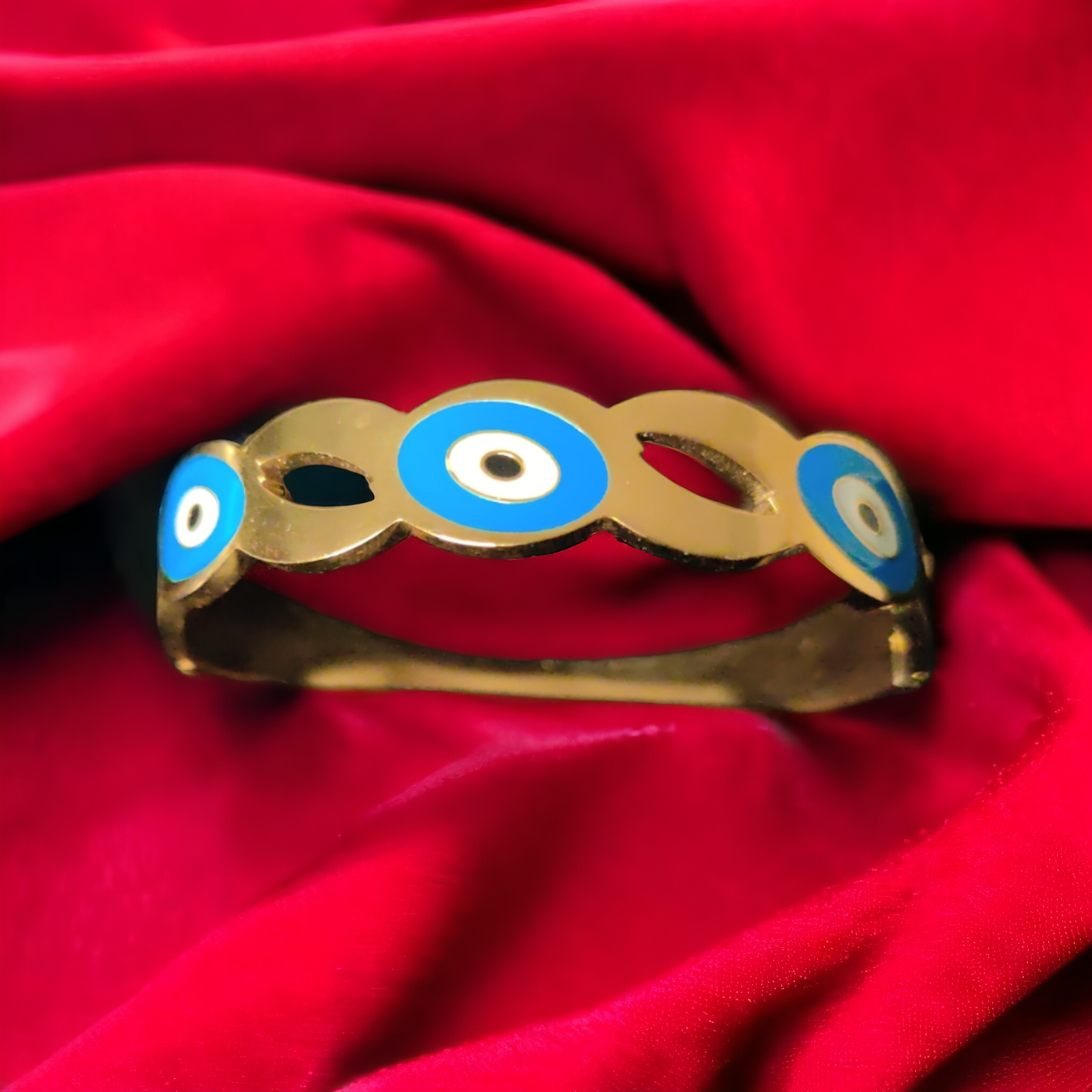 Gold Plated Evil Eye Pattern Bangle Bracelet