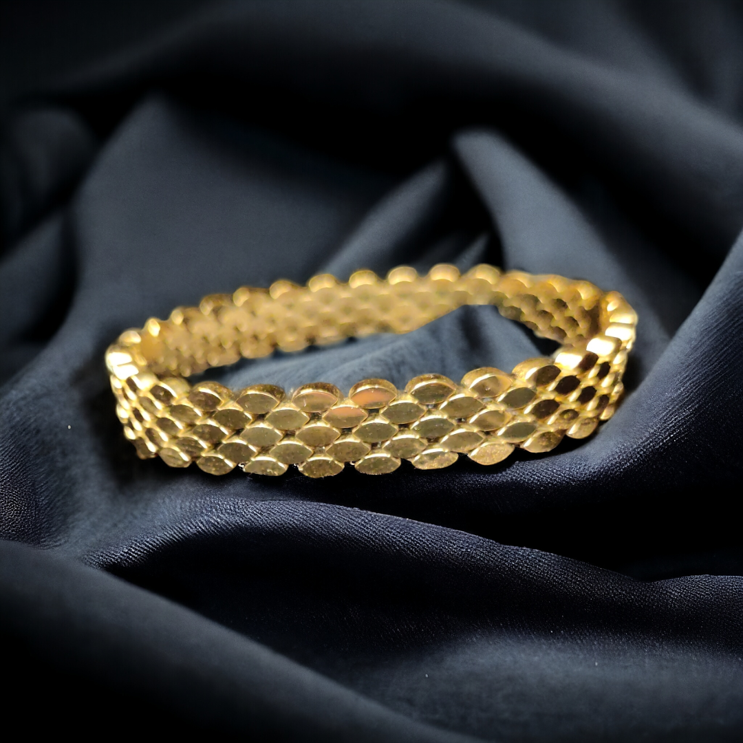 Gold Plated Aqua Mesh Bangle Bracelet