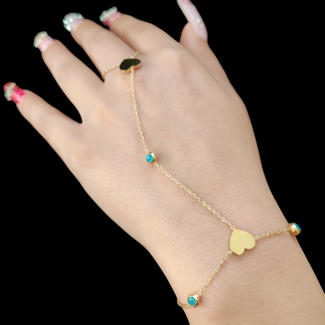 Plated Turquoise Hand Chain Sahmeran Bracelet