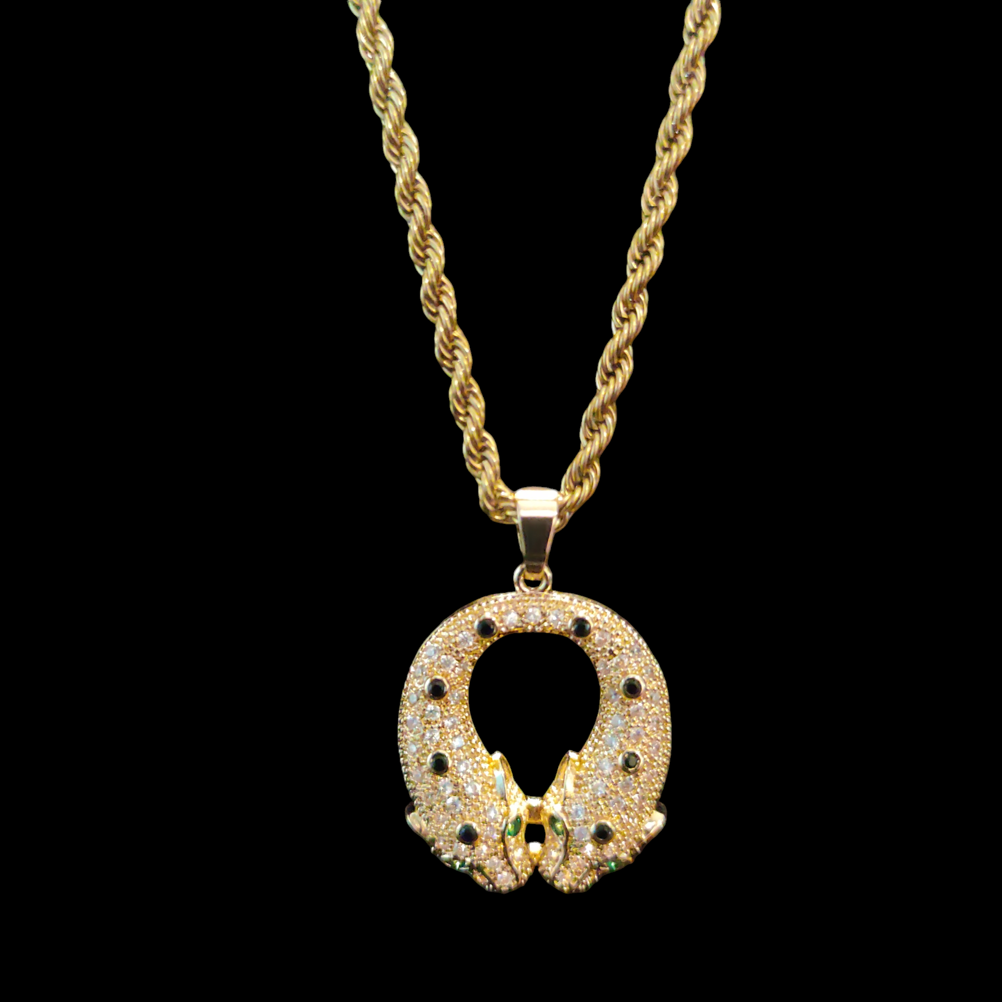 Double Leopard Clear Green Chain Necklaces