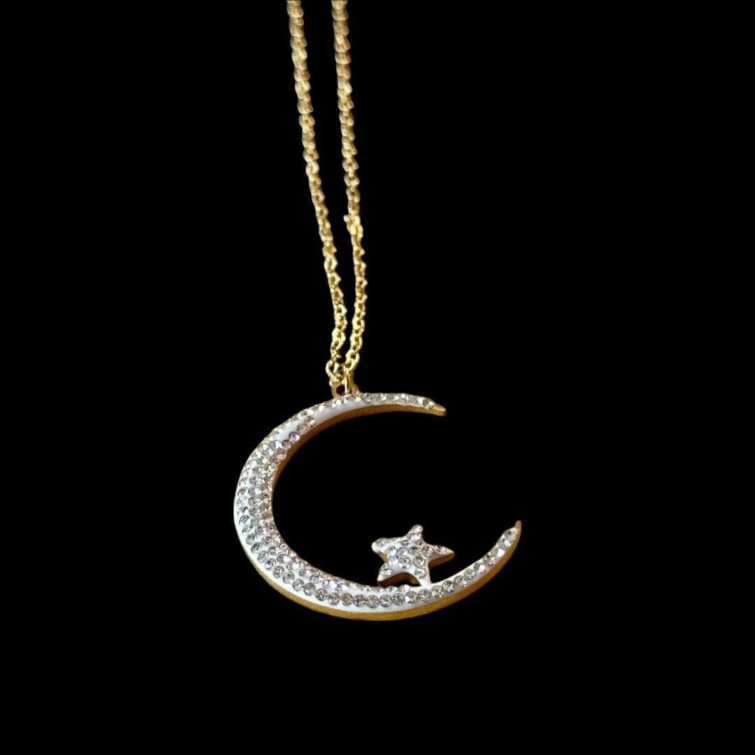 Gold Plated Moon and Star Necklace